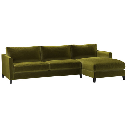Izzy Large RHF Chaise Sofa in Olive Cotton Matt Velvet