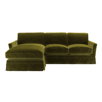 Otto Medium LHF Chaise Sofa in Olive Cotton Matt Velvet