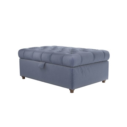 Valentin Medium Rectangular Storage Footstool in Sapphire Smart Velvet