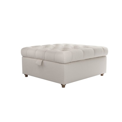 Valentin Medium Square Storage Footstool in Taupe Brushed Linen Cotton