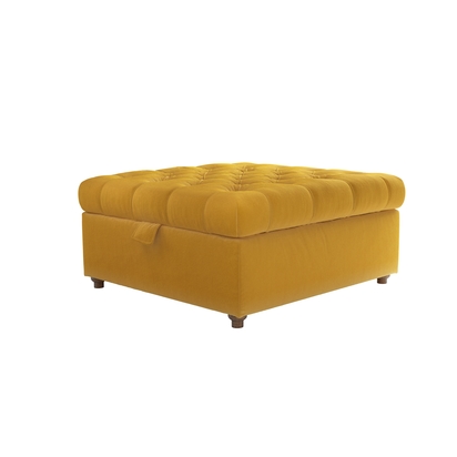 Valentin Medium Square Storage Footstool in Butterscotch Cotton Matt Velvet
