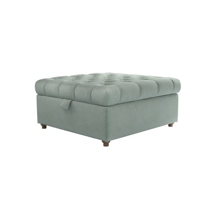 Valentin Medium Square Storage Footstool in Sage Smart Velvet