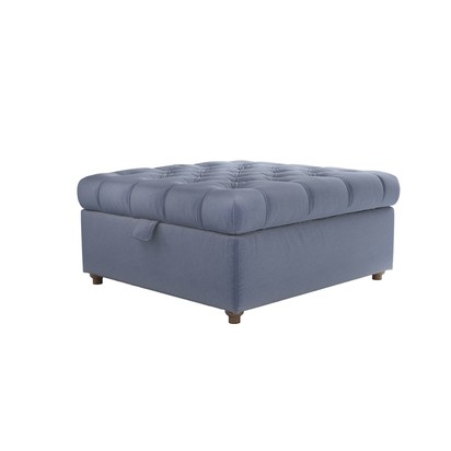 Valentin Medium Square Storage Footstool in Sapphire Smart Velvet