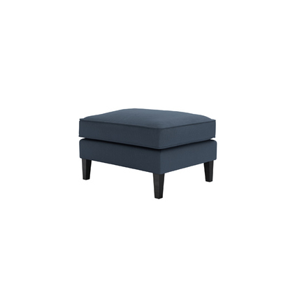 Iggy Medium Rectangular Footstool in Midnight Blue Brushed Linen Cotton