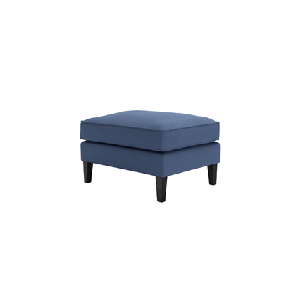 Iggy Medium Rectangular Footstool in Oxford Blue Brushed Linen Cotton