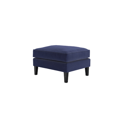 Iggy Medium Rectangular Footstool in Prussian Blue Cotton Matt Velvet