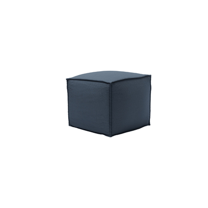 Isaac Small Square Footstool in Midnight Blue Brushed Linen Cotton