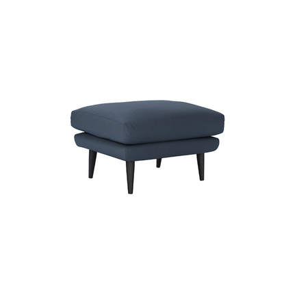 Holly Medium Rectangular Footstool in Midnight Blue Brushed Linen Cotton