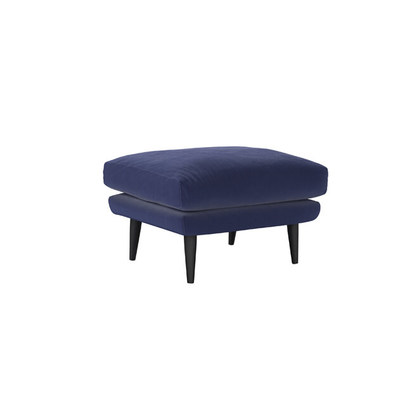 Holly Medium Rectangular Footstool in Prussian Blue Cotton Matt Velvet