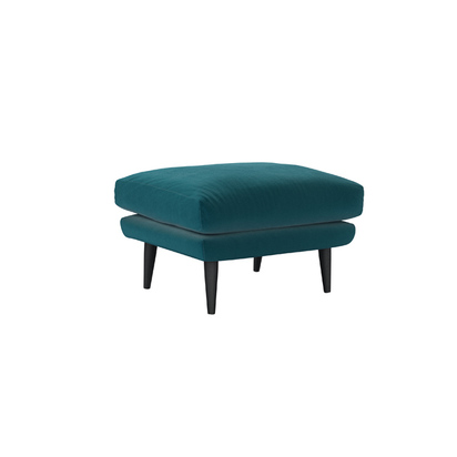 Holly Medium Rectangular Footstool in Deep Turquoise Cotton Matt Velvet