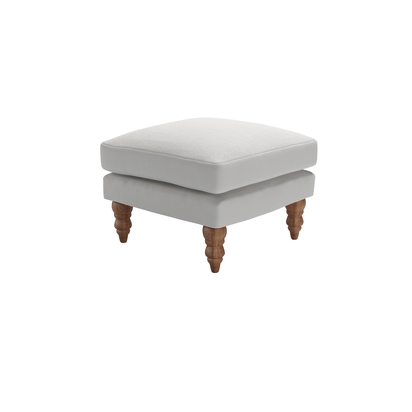 Isla Small Square Footstool in Alabaster Brushed Linen Cotton