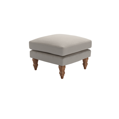 Isla Small Square Footstool in Stone Brushed Linen Cotton
