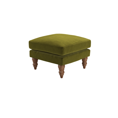 Isla Small Square Footstool in Olive Cotton Matt Velvet