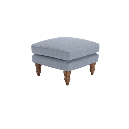Isla Small Square Footstool in Uniform House Herringbone Weave