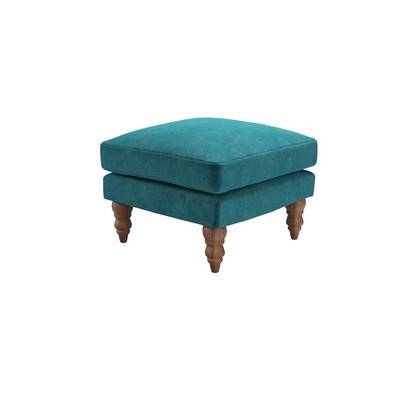 Isla Small Square Footstool in Neptune Smart Velvet