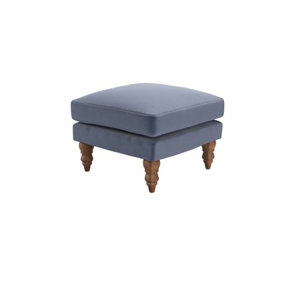 Isla Small Square Footstool in Sapphire Smart Velvet
