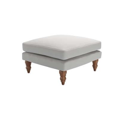 Isla Medium Square Footstool in Alabaster Brushed Linen Cotton