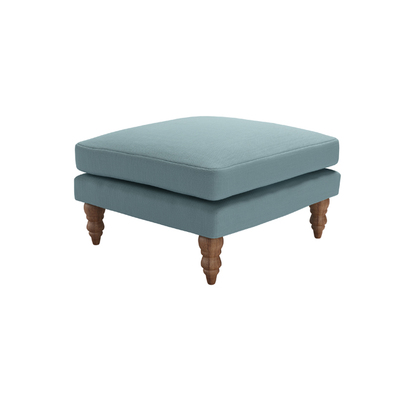 Isla Medium Square Footstool in Lagoon Brushed Linen Cotton