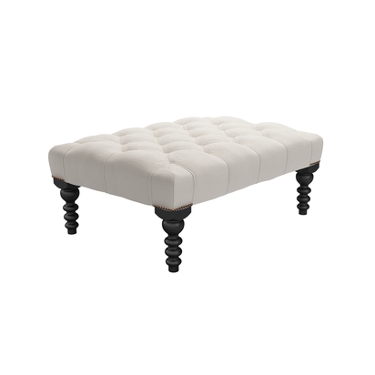 Valentin Medium Rectangular Footstool in Taupe Brushed Linen Cotton