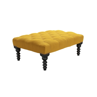 Valentin Medium Rectangular Footstool in Butterscotch Cotton Matt Velvet
