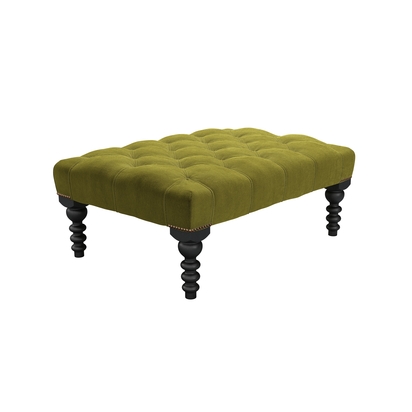 Valentin Medium Rectangular Footstool in Olive Cotton Matt Velvet