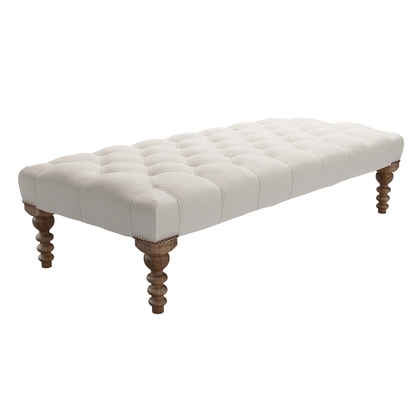 Valentin Large Rectangular Footstool in Taupe Brushed Linen Cotton