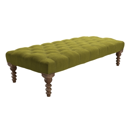 Valentin Large Rectangular Footstool in Olive Cotton Matt Velvet