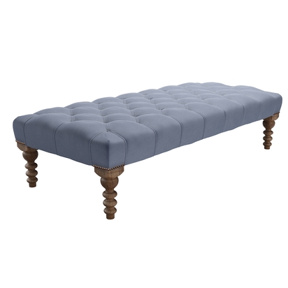 Valentin Large Rectangular Footstool in Sapphire Smart Velvet
