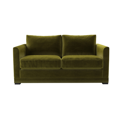 Aissa 2 Seat Sofa Bed in Olive Cotton Matt Velvet