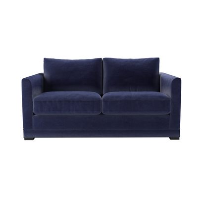 Aissa 2 Seat Sofa Bed in Prussian Blue Cotton Matt Velvet