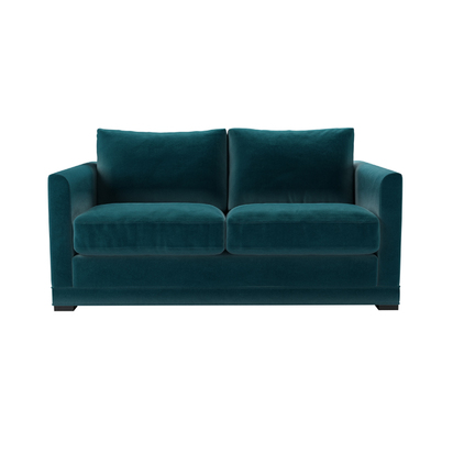 Aissa 2 Seat Sofa Bed in Deep Turquoise Cotton Matt Velvet