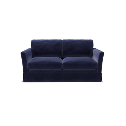 Otto 2 Seat Sofa Bed in Prussian Blue Cotton Matt Velvet