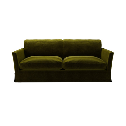 Otto 3 Seat Sofa Bed in Olive Cotton Matt Velvet
