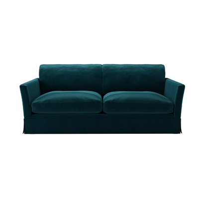 Otto 3 Seat Sofa Bed in Deep Turquoise Cotton Matt Velvet