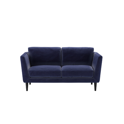 Holly 2 Seat Sofa in Prussian Blue Cotton Matt Velvet