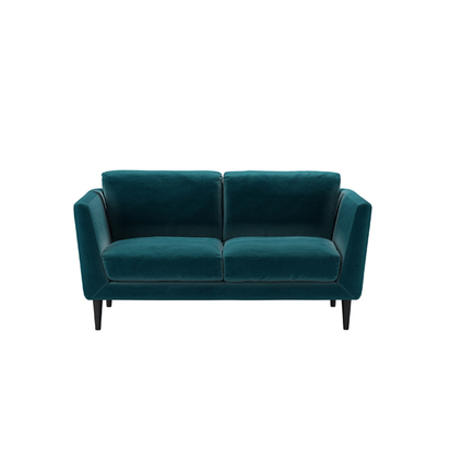 Holly 2 Seat Sofa in Deep Turquoise Cotton Matt Velvet
