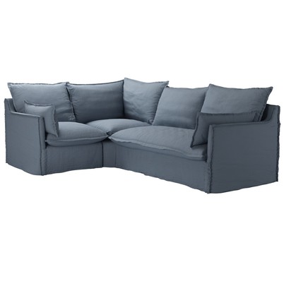 Isaac Asym: LHF Single w RHF 2 Seat in Loch Brushed Linen Cotton