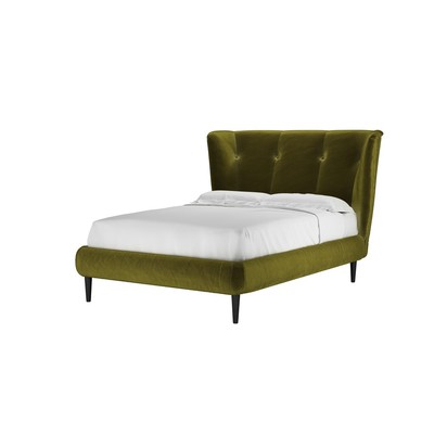 Audrey Double Bed in Olive Cotton Matt Velvet