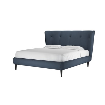 Audrey Super King Bed in Midnight Blue Brushed Linen Cotton