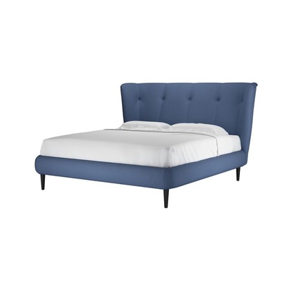 Audrey Super King Bed in Oxford Blue Brushed Linen Cotton