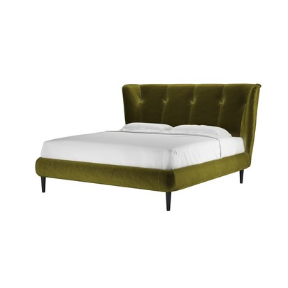 Audrey Super King Bed in Olive Cotton Matt Velvet