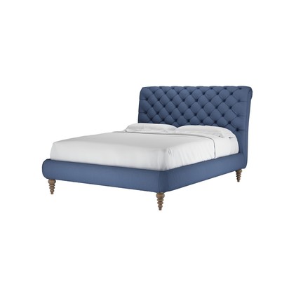 Knightsbridge without Footboard King Bed in Oxford Blue Brushed Linen Cotton