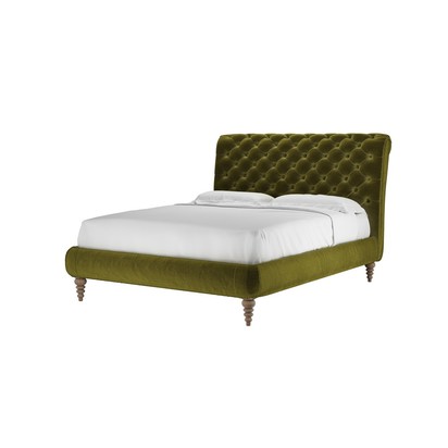 Knightsbridge without Footboard King Bed in Olive Cotton Matt Velvet