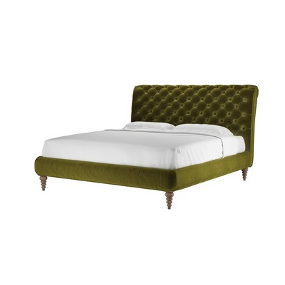 Knightsbridge without Footboard Super King Bed in Olive Cotton Matt Velvet