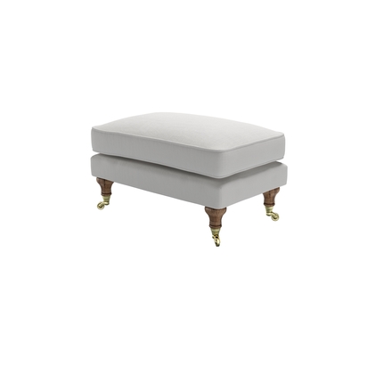 Bluebell Medium Rectangular Footstool in Alabaster Brushed Linen Cotton