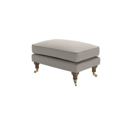 Bluebell Medium Rectangular Footstool in Stone Brushed Linen Cotton