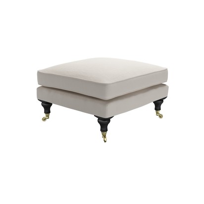 Bluebell Medium Square Footstool in Taupe Brushed Linen Cotton