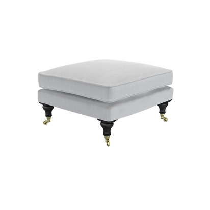 Bluebell Medium Square Footstool in Pumice House Herringbone Weave