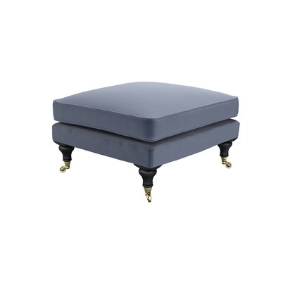 Bluebell Medium Square Footstool in Sapphire Smart Velvet