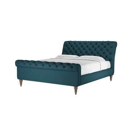 Knightsbridge Super King Bed in Evergreen Brushed Linen Cotton
